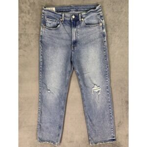Gap Jeans Womens Jeans 6 Blue Light Wash 90s Loose High Rise Straight Distressed